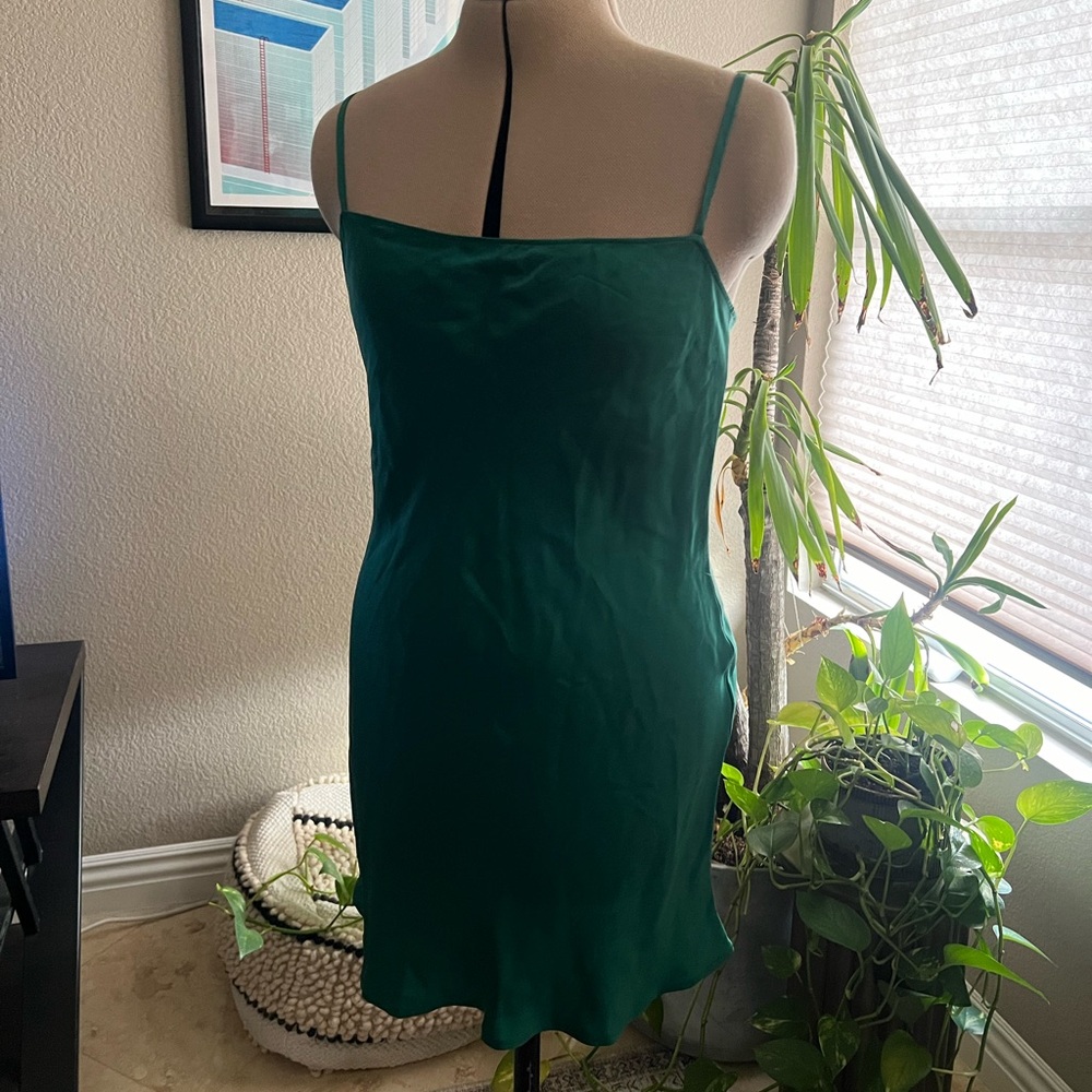 Reformation Green Satin Mini Dress - Size M